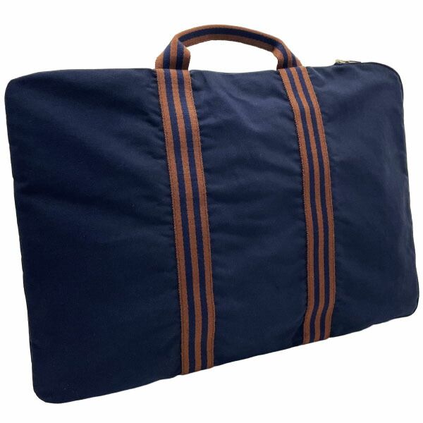 エルメス ブリーフケース フールトゥ ポルトドキュマン キャンバス ネイビー 紺 ブラウン 茶色 HERMES ビジネスバッグ ドキュメントケース 書類バッグ ハンドバッグ 手提げ バッグ バック カバン 鞄 メンズ レディース ユニセックス