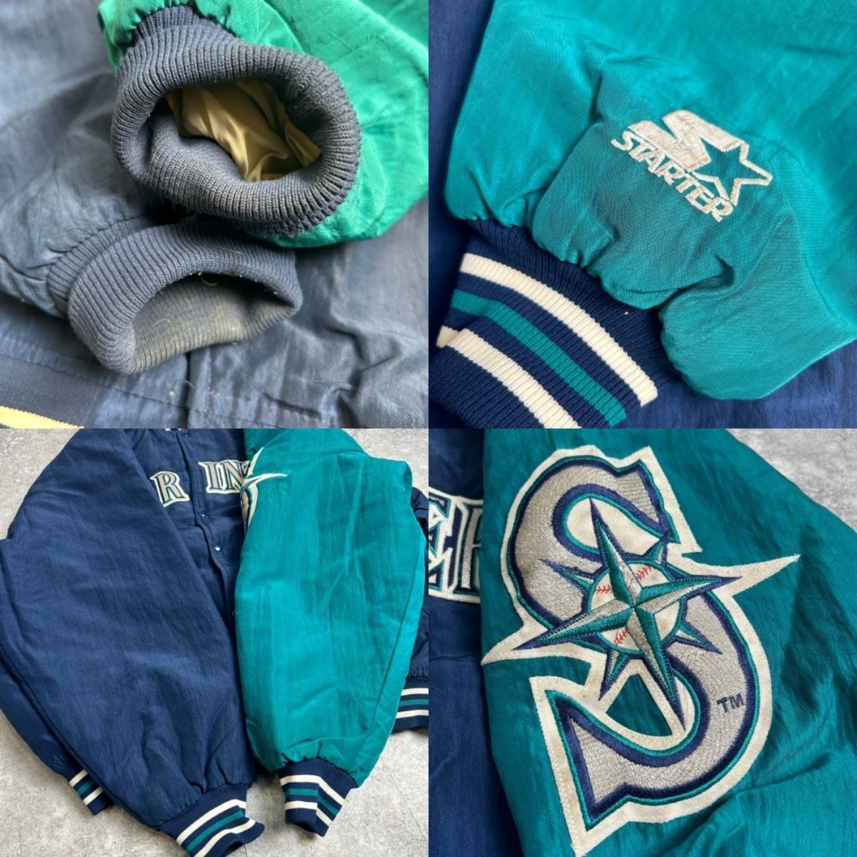 90s USA製 シアトル マリナーズ starter製 ナイロン スタジャン 古着 90s STARTER MLB Seattle Mariners マリナーズ ナイロン