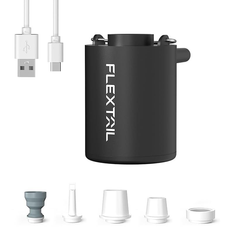 FLEXTAILGEAR TINY PUMP 2025 携帯式エアーポンプ TYPE-C充電式 最軽量ポンプ 3.5Kpa 空気入れ 空気抜く 電動ポンプ プール用ブイ 浮き輪 真空袋 ブラック 0
