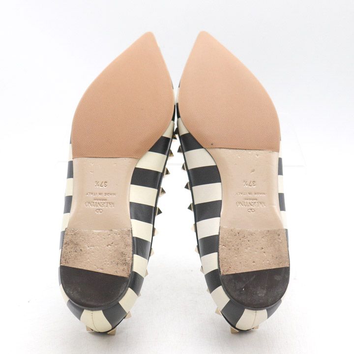 美品　VALENTINO GARAVANI パンプス　スタッズ　ボーダー　黒　白 ヴァレンティノ・ガラヴァーニ パンプス ロックスタッズ
