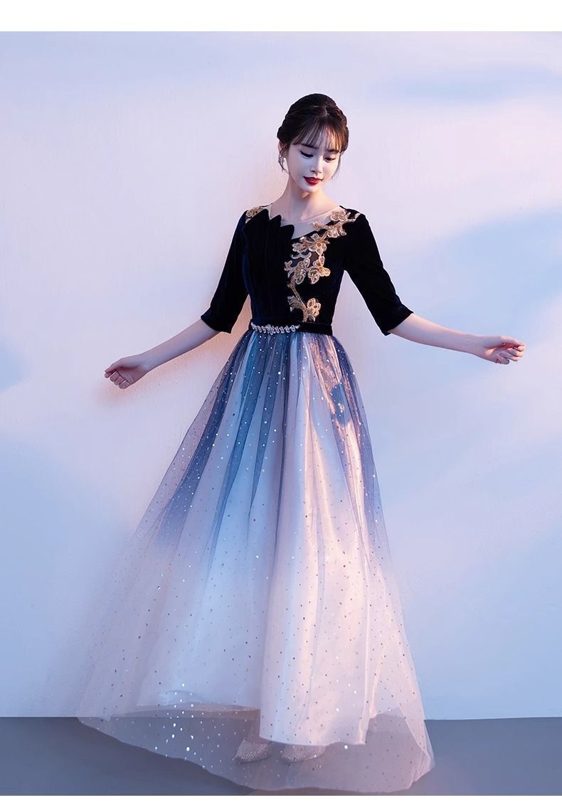 ロングドレス袖付きパーティードレスレディース演奏会用ドレス結婚式大人ドレスピアノワンピースパーティードレス発表会母親 Newjoy ⁄ ブライズメイドドレス レディース ピアノ 発表会 ロング