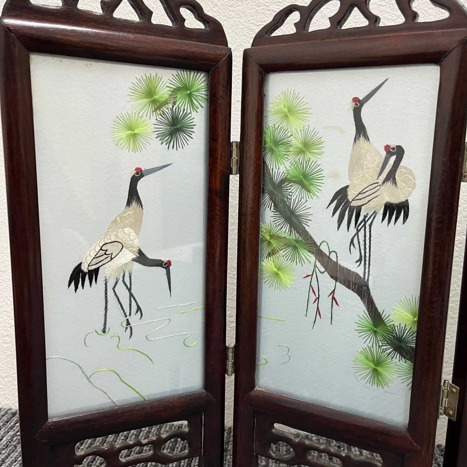 刺繍の置き物 ねこの刺繍置物 両面刺繍 猫 ネコ 高級刺繍 中国刺繍工芸