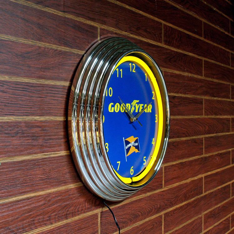 壁掛け 時計 ネオンクロック GOOD YEAR グッドイヤー 直径38×厚