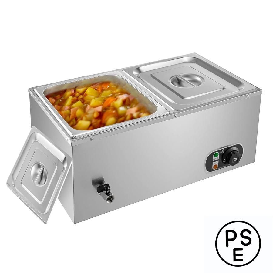 湯煎式保温器 電気保温スープボウル ビュッフェストーブ フタ付き 電気スチームテーブル 卓上式保温スープボウル 110v 電気業務用フードウォーマー ステンレス鋼
