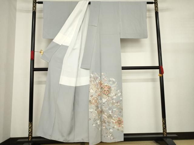 平和屋着物○豪華色留袖 鏡裏向い鳥花文 金彩 正絹 逸品