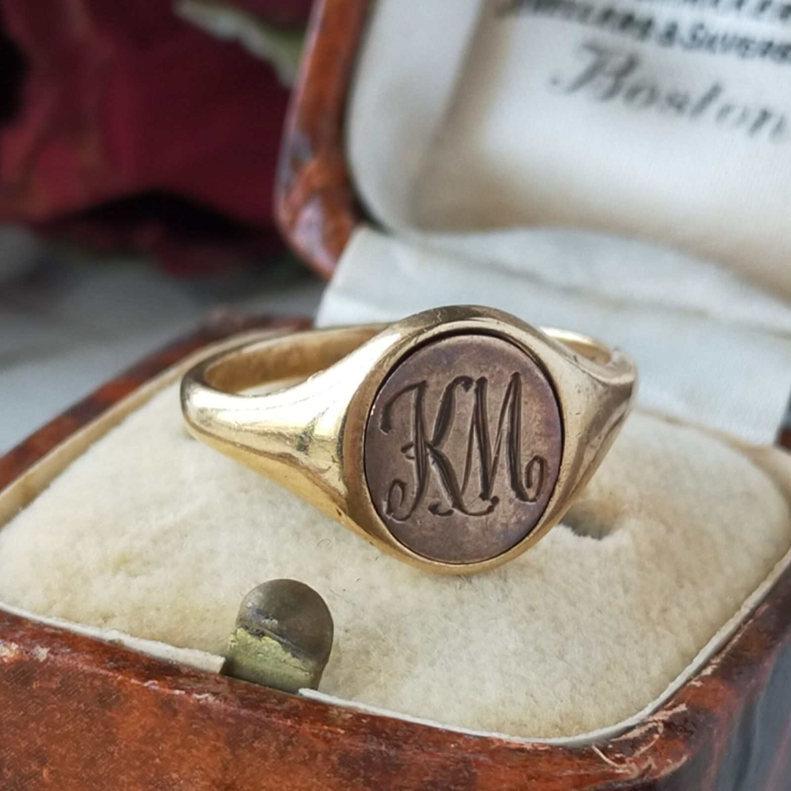 英国 ヴィンテージ イニシャルレター JL アールデコ スクエア シグネット リ 英国 ヴィンテージ イニシャルレター JL アールデコ スクエア