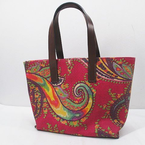 ◎9976 ETRO エトロ トートバッグ ペイズリー ピンク系 ワッフル ◎9976 ETRO エトロ トートバッグ ペイズリー ピンク系 ワッフル