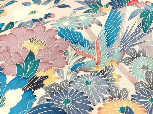 豪華振袖　花鳥文　ブルー系　逸品 平和屋着物□豪華振袖 花鳥文 正絹 逸品 AAAY2280ph - メルカリ