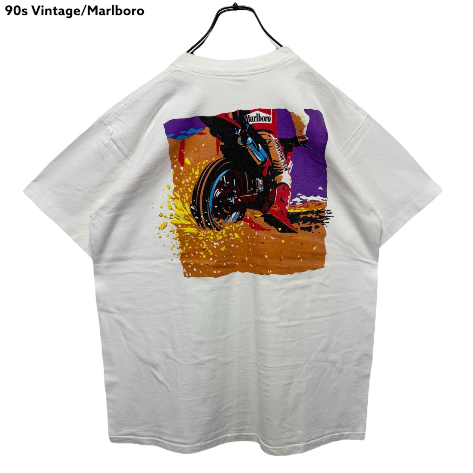 90s vintage Marlboro ADVENTURE TEAM MOTORCYCLE Promo Print T-shirt 