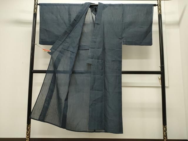 平和屋着物＊夏物　男性　小千谷ちぢみ　鉄御納戸色　麻　逸品　CAAW4864dy 平和屋着物＊夏物 男性 小千谷ちぢみ 鉄御納戸色 麻 逸品 CAAW4864dy