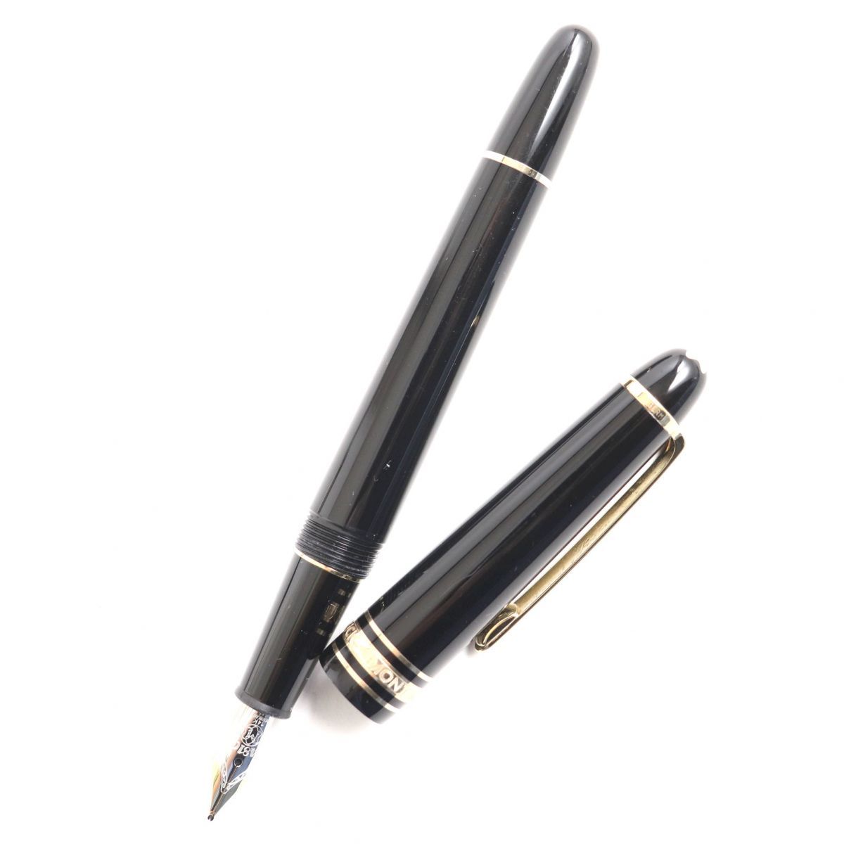 良品●MONTBLANC モンブラン マイスターシュテュック No146 ペン先14K Fニブ ホワイトスター 万年筆 ブラック×ゴールド