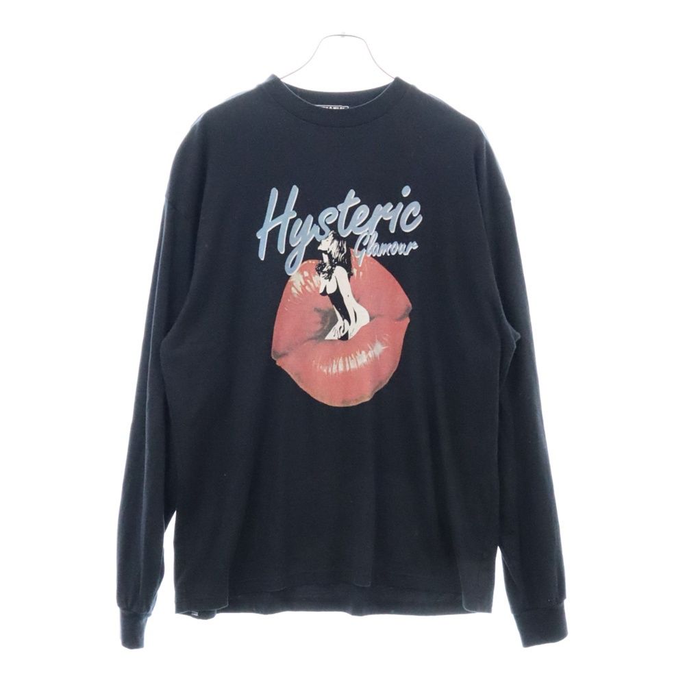 HYSTERIC GLAMOUR (ヒステリックグラマー) LIPS TEAR ロゴプリント ロングスリーブ 長袖Tシャツカットソー ブラック 02223CL21