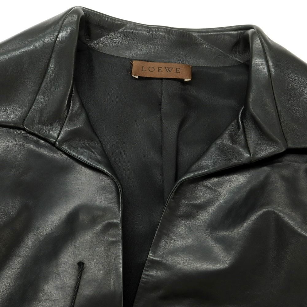 美品 LOEWE 極上ナッパレザー テーラードジャケット レディース ブラック 美品 LOEWE 極上ナッパレザー テーラードジャケット レディース
