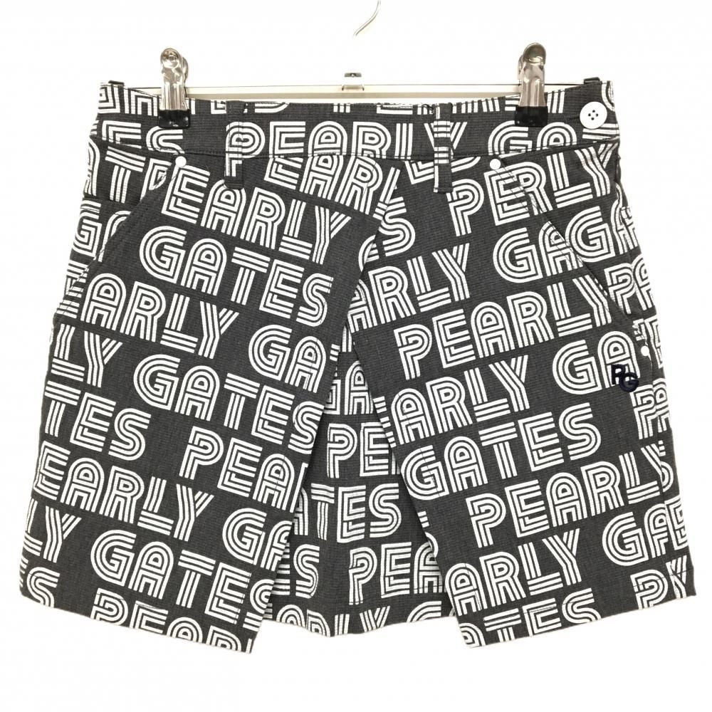 パーリーゲイツ スカート ダークグレー×白 英字ロゴ総柄 レディース 0 S ゴルフウェア PEARLY GATES