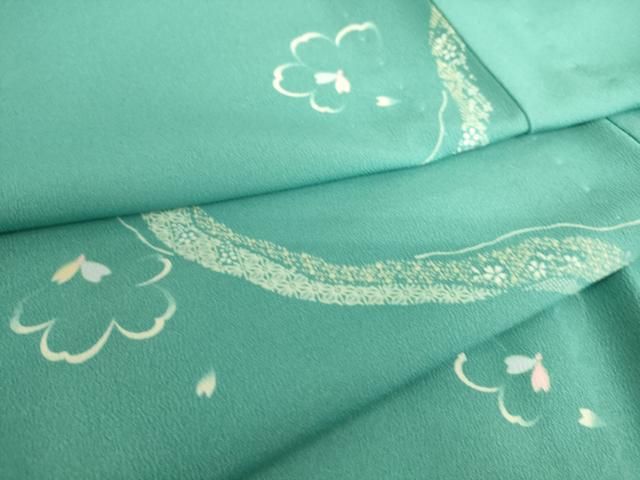 平和屋着物▽小紋 単衣 舞花文 洗える着物 DAAS0242az