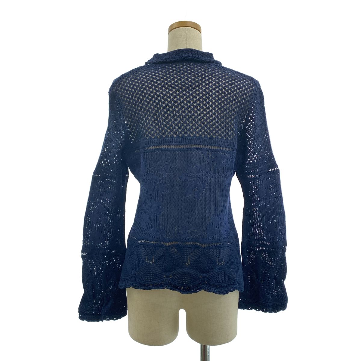  Mame Kurogouchi マメクロゴウチ 2025 SS Cotton Lace Knitted Cardigan コットン ニット カーディガン 2 Navy レディース その他 トップス