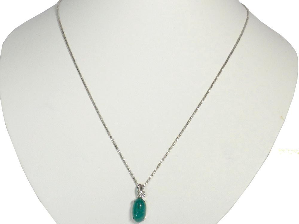 エメラルド ダイヤモンド ネックレス K18WG 5.46g 50cm カード鑑別付 Jewelry Emerald4.68ct Dia0.08ct Necklace