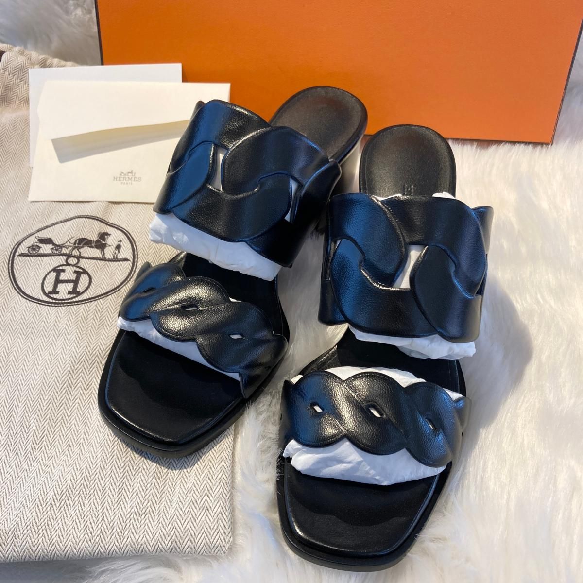 HERMES エルメス サンダル ギャビー 60 37.5 24cm 24 5cm 靴|ﾚﾃﾞｨｰｽ Sandals Black H231131Z 02375 used A
