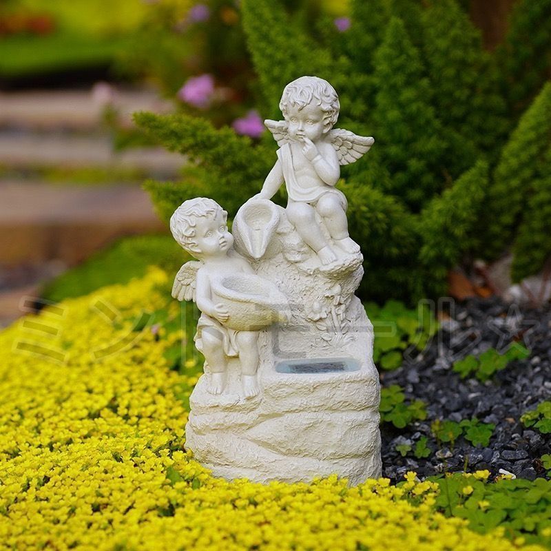 ガーデンライト ソーラー 天使 噴水風 庭 樹脂 太陽光 エレガント