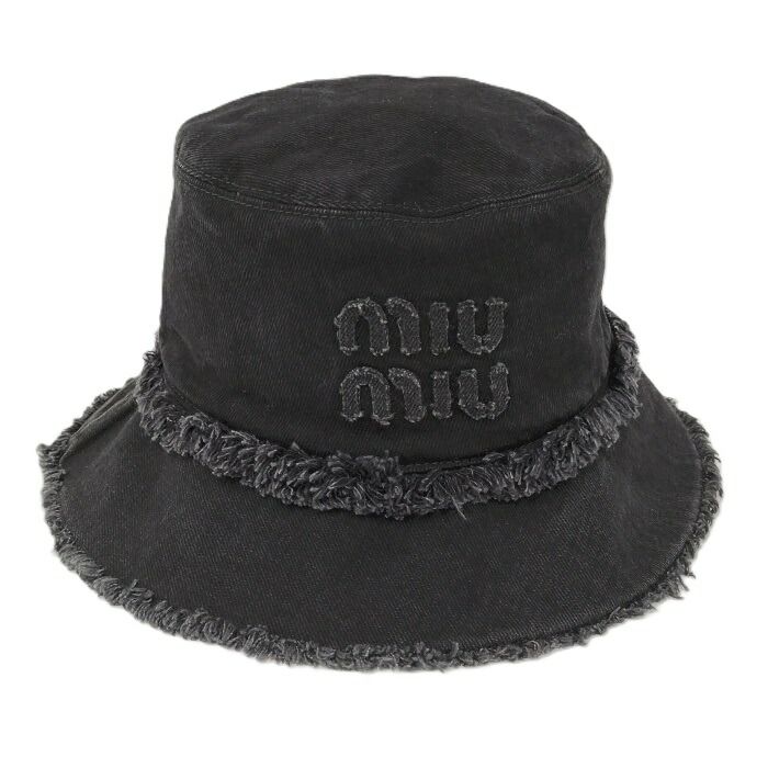 miumiu ハット バケットハット デニム ブラック 5HC196