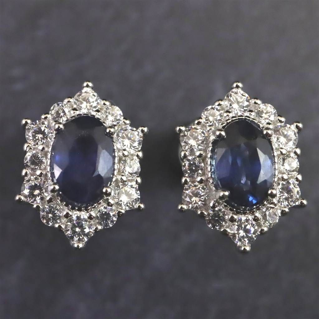 ブルーサファイア 6X4mmオーバルファセットカット ピアス 【榎本