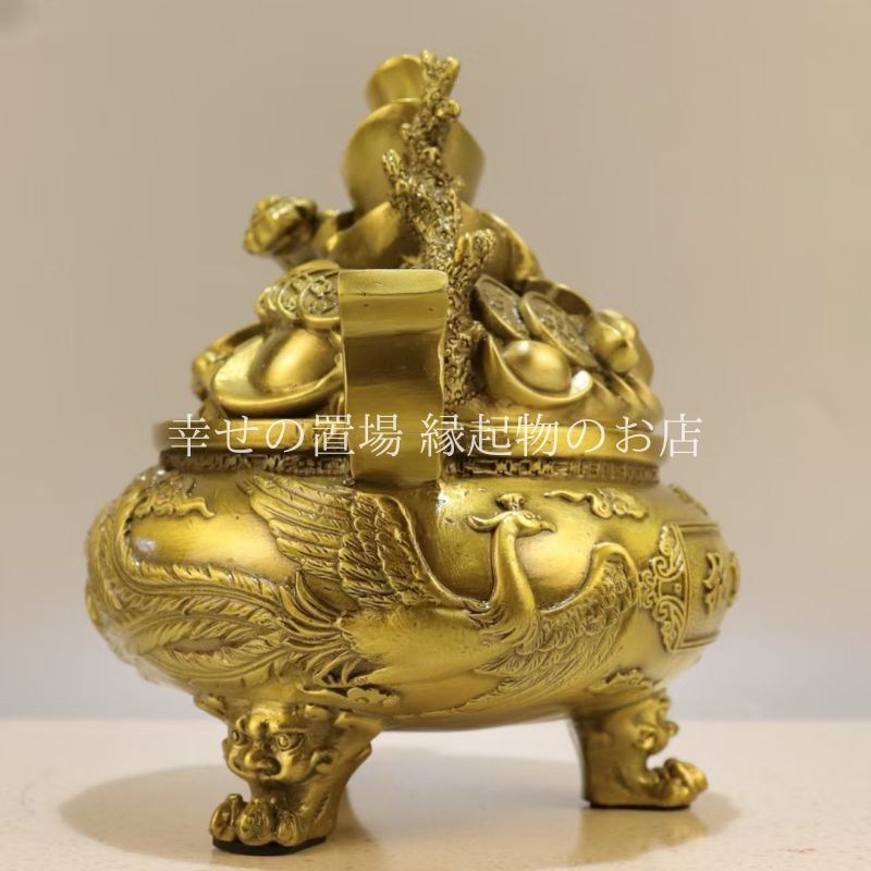 香炉 聚宝盆 置物 四方金蟾 龍鳳意匠 風水 オブジェ 線香立て お香立て
