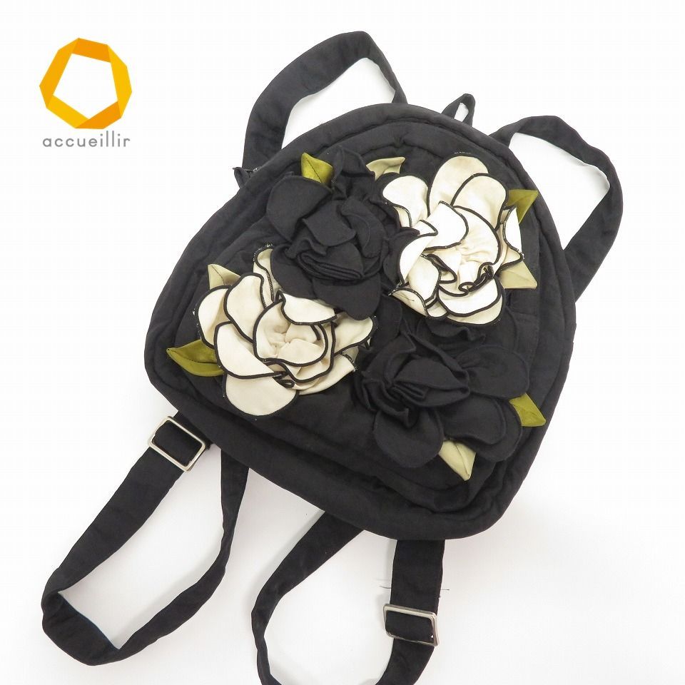 POTECHINO ポテチーノ さえら リュック 花モチーフ ブラック系 869142