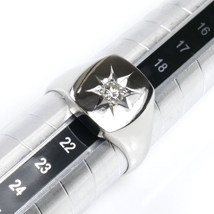 Pt850プラチナ 印台 リング・指輪 ダイヤモンド0.22ct 20号 17.2g