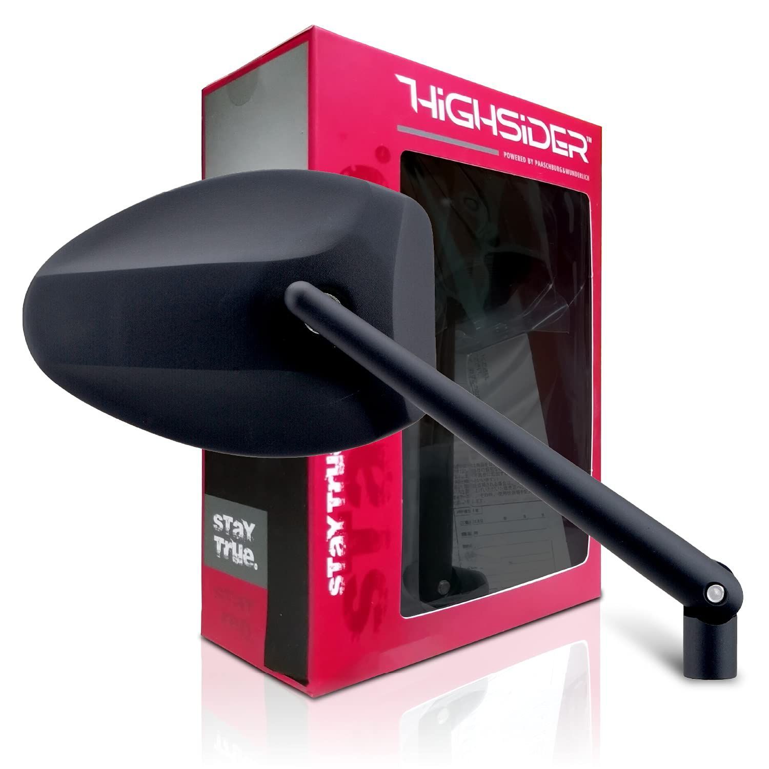 Color ブラック_Style フェッララ2 デイトナ Daytona バイクミラー HIGHSIDER ハイサイダー ロッドミラー 片側1本 10mm正 逆ネジ対応 ECE規格クリア フェッララ2 ブラストブラック 15160