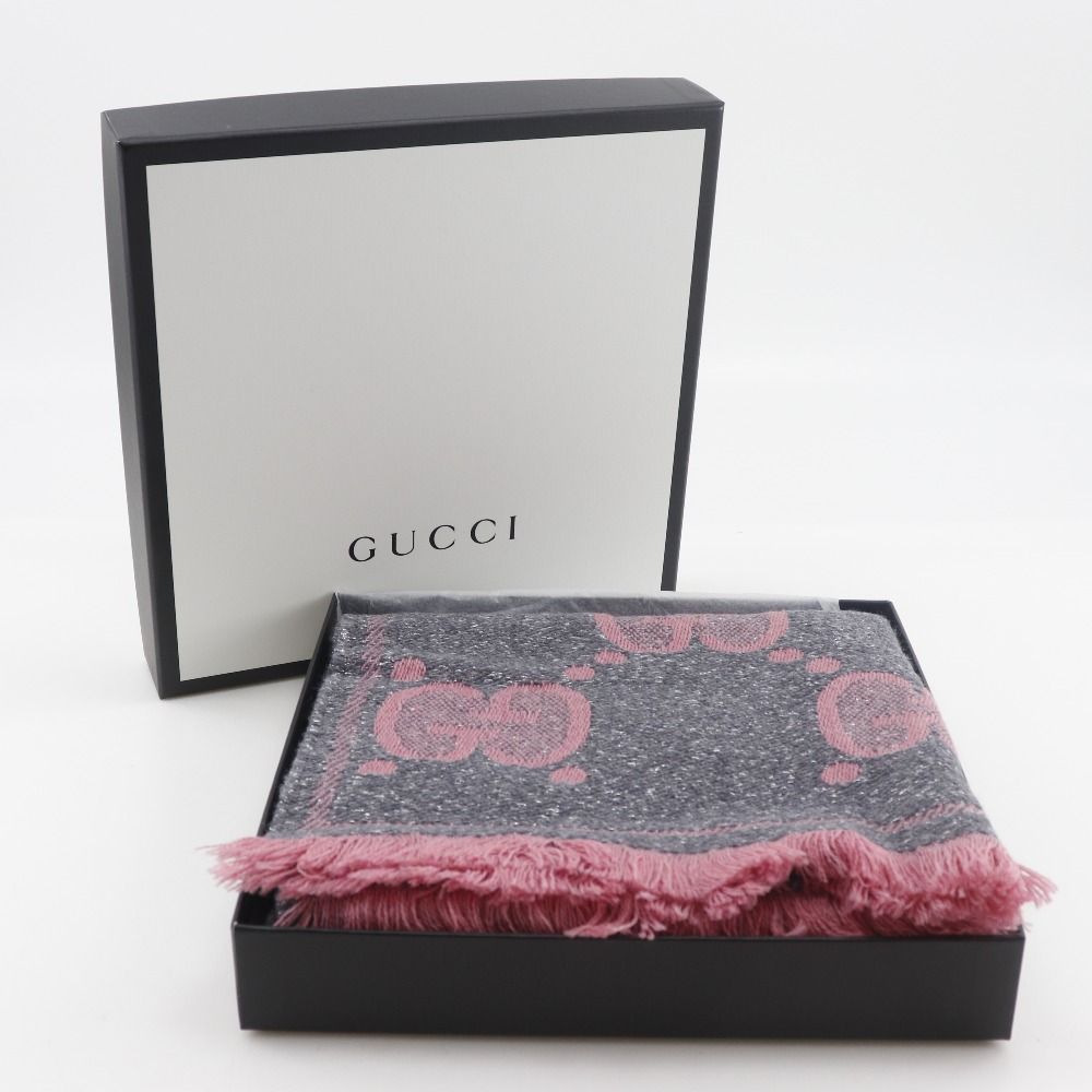 値下げ⭐︎ GUCCI グッチ ロゴ マフラー ウール ジャガード 極美品】グッチ マフラー GG柄 ウール メガ ジャガード ロゴ