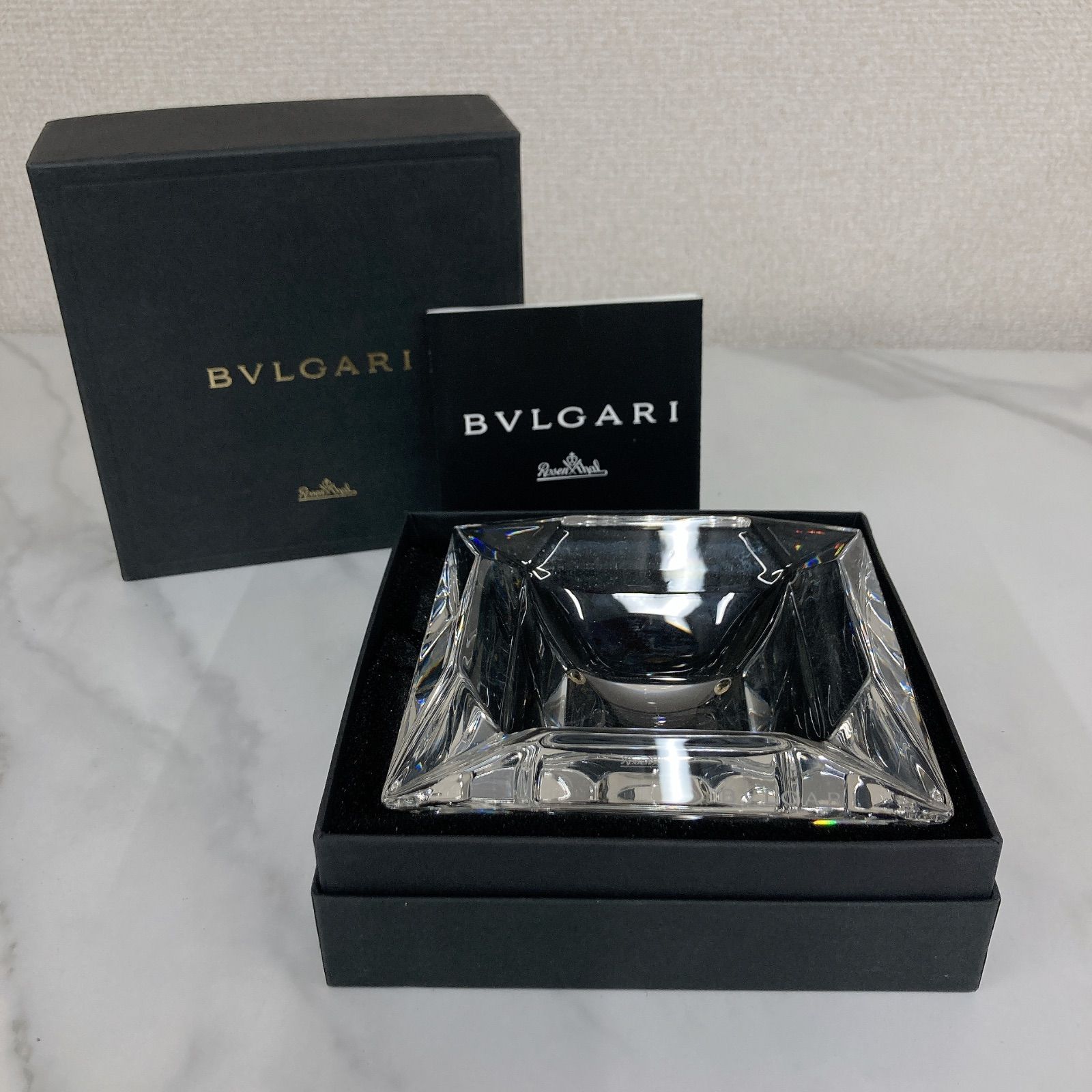 希少BVLGARI ローゼンタール クリスタル アッシュトレイ 専用箱20cm