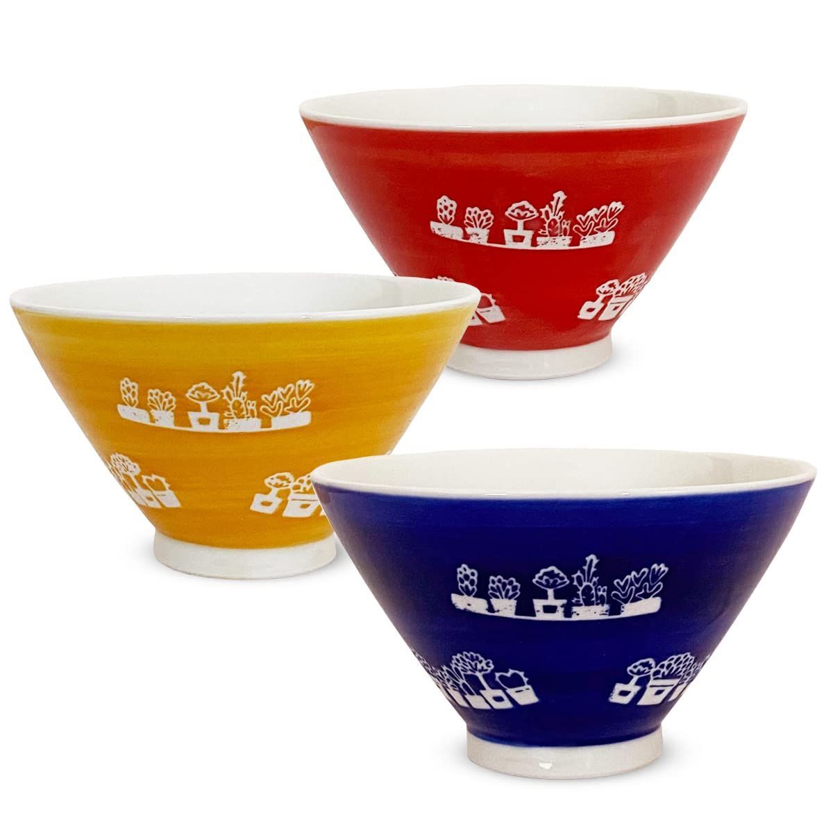 【数量限定】波佐見焼 フラワーコレクション 6.5cm 日本製 高さ 11cm 直径 3個セット 茶碗 勲山窯 J-kitchens