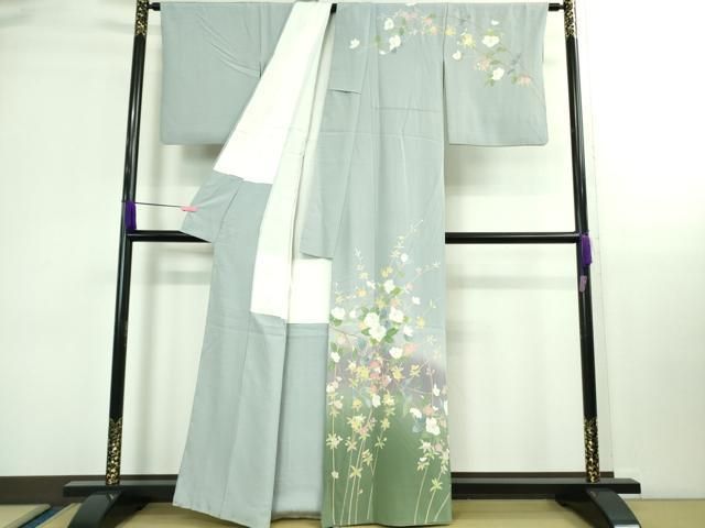 平和屋着物■極上　訪問着　友禅　作家物　藤花房　暈し染め　逸品　未使用　DZAA6934kh5 平和屋着物□極上 訪問着 友禅 作家物 枝花文 暈し染め 淡藤色地 逸品