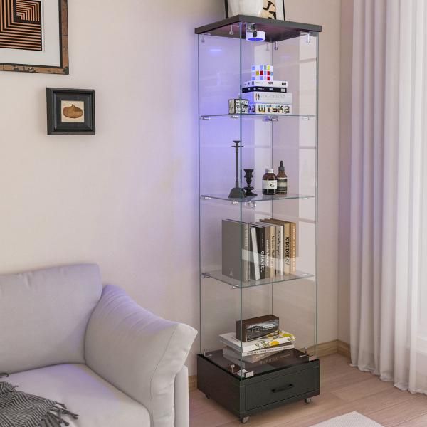 ブラック ガラスディスプレイキャビネット