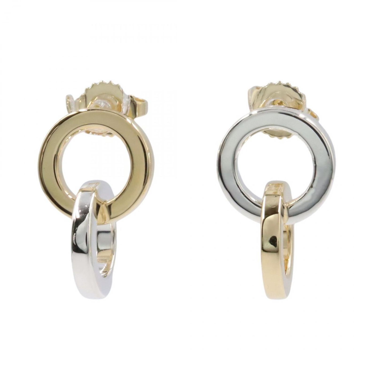 ティファニー TIFFANY＆CO ピアス ダブルサークルピアス K18 イエローゴールド シルバー925 ダブルサークルピアス レディース Used A