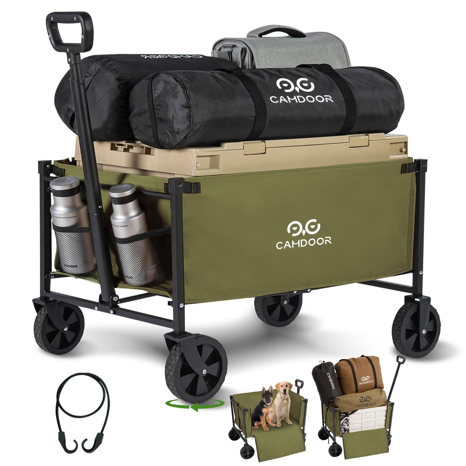 商品 4輪 タイヤ 軽量 キャンプカート キャンプ キャリーカート アウトドアワゴン 折り畳み 砂浜 大容量126L 折りたたみ式 釣り 高耐荷重 コンパクト キャリーカート 引越し 軽量設計3.9kg 3秒で簡単収納 キャリーワゴン 買い物 サイドが