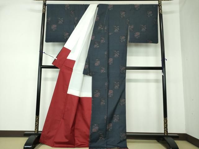 平和屋着物○本場大島紬 市松の輝き 大山謹製 証紙付き 正絹 逸品 未