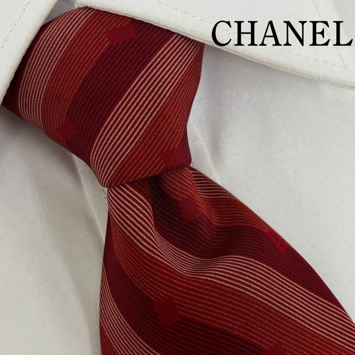 シャネル　CHANEL シルクネクタイ　極美品 極美品 シャネル ネクタイ 紺 CCココマーク シルクジャガード｜Yahoo