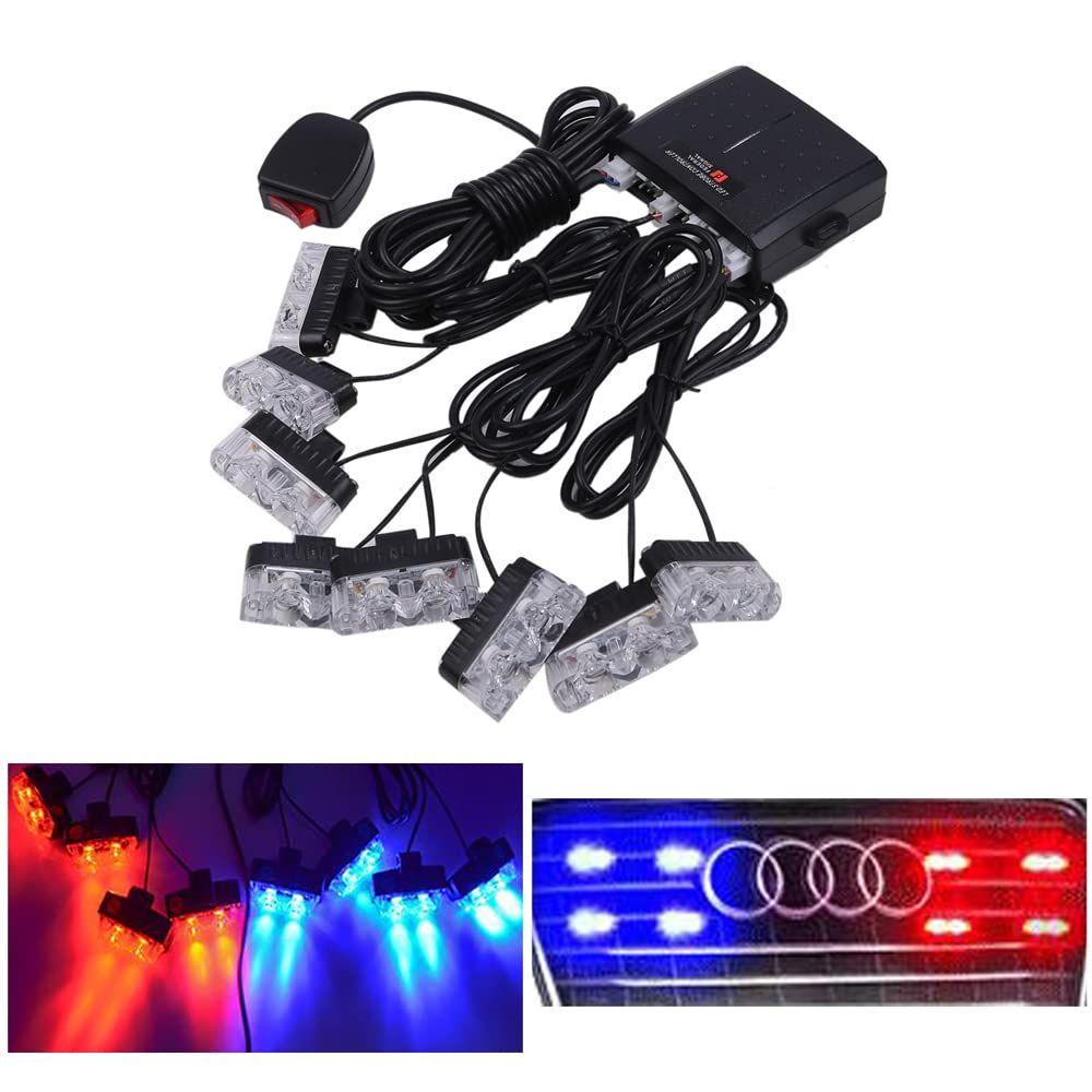 [Avan Knight] ストロボ フラッシュ ライト 12V 車用 LED キット スイッチ付き サイド マーカー レンズ コーナー 2個 4個 左右 セット usb 変換 充電 照明 プロジェクター ユニット モジュール ナンバ