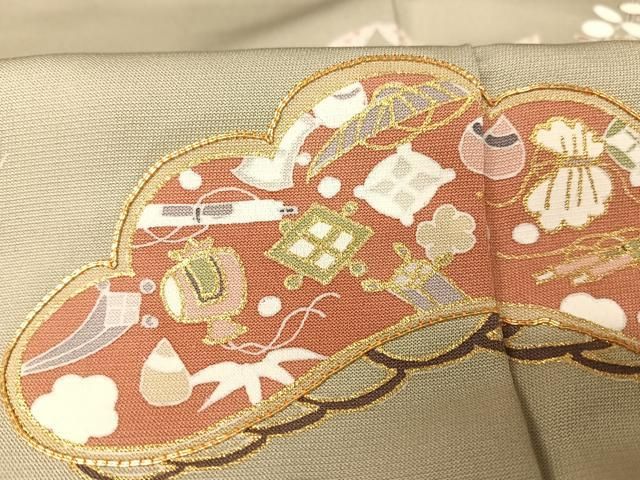 平和屋着物○銀座いち利 訪問着 駒刺繍 松取り吉祥文 金糸 金彩 たとう  