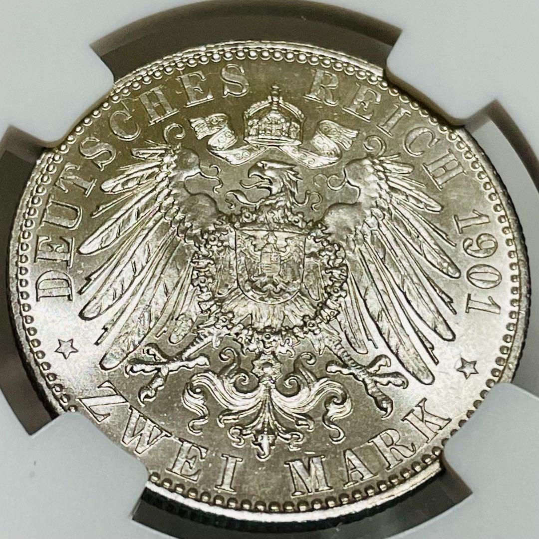 1901 ドイツ プロイセン 2マルク銀貨 NGC MS65 建国200年記念 - サガミ