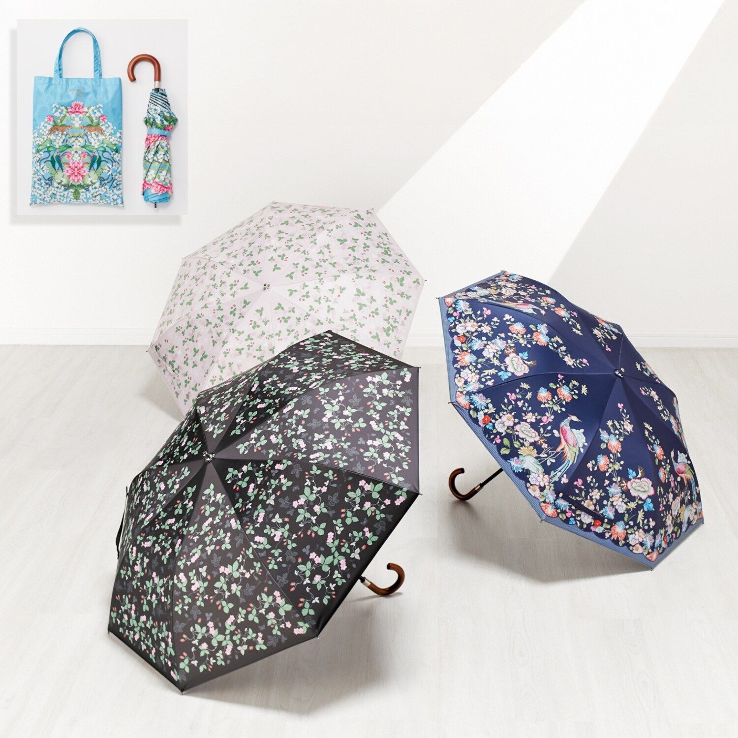 WEDGEWOOD ウェッジウッド 楽折り 晴雨兼用折りたたみ日傘 収納バッグ付 ブラック ￥12 100-