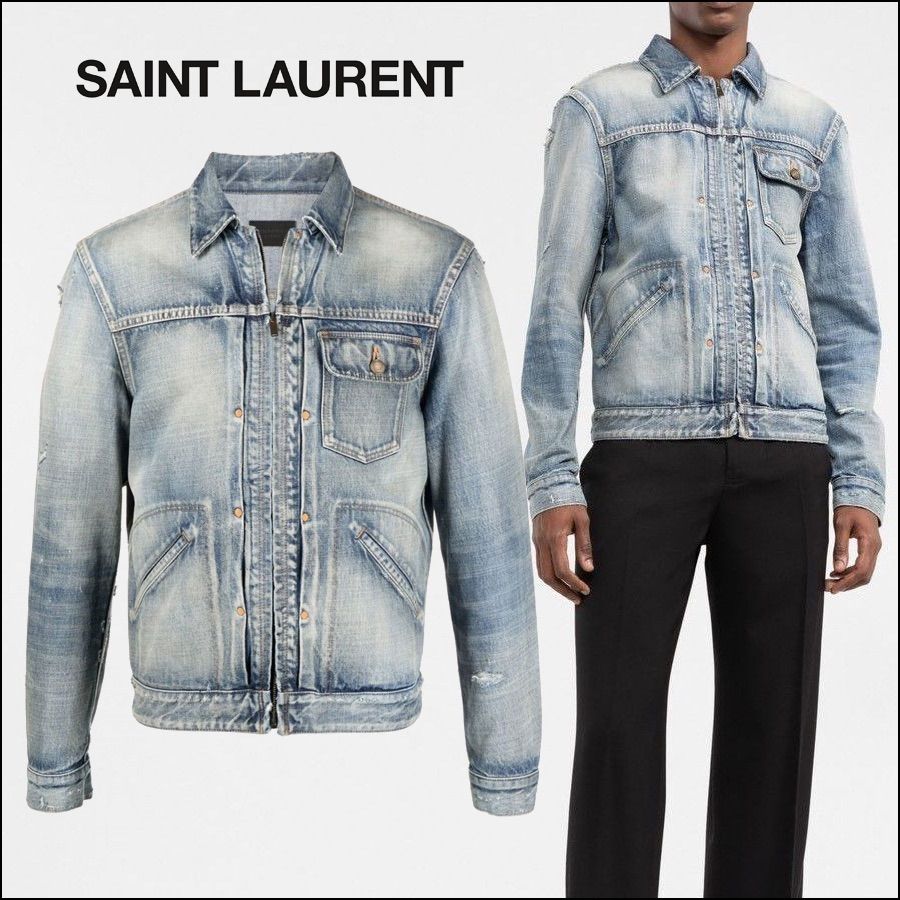 サンローラン デニム ジャケット メンズ Gジャン ダメージ加工 ヴィンテージ加工 SAINT LAURENT PARIS - メルカリ