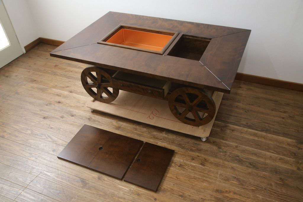 美品　子持工芸　関西火鉢　長火鉢　囲炉裏　座卓　座敷テーブル　火鉢　小振り 子持工芸 関西火鉢 長火鉢 囲炉裏 座卓 座敷テーブル 火鉢 小振り 子持