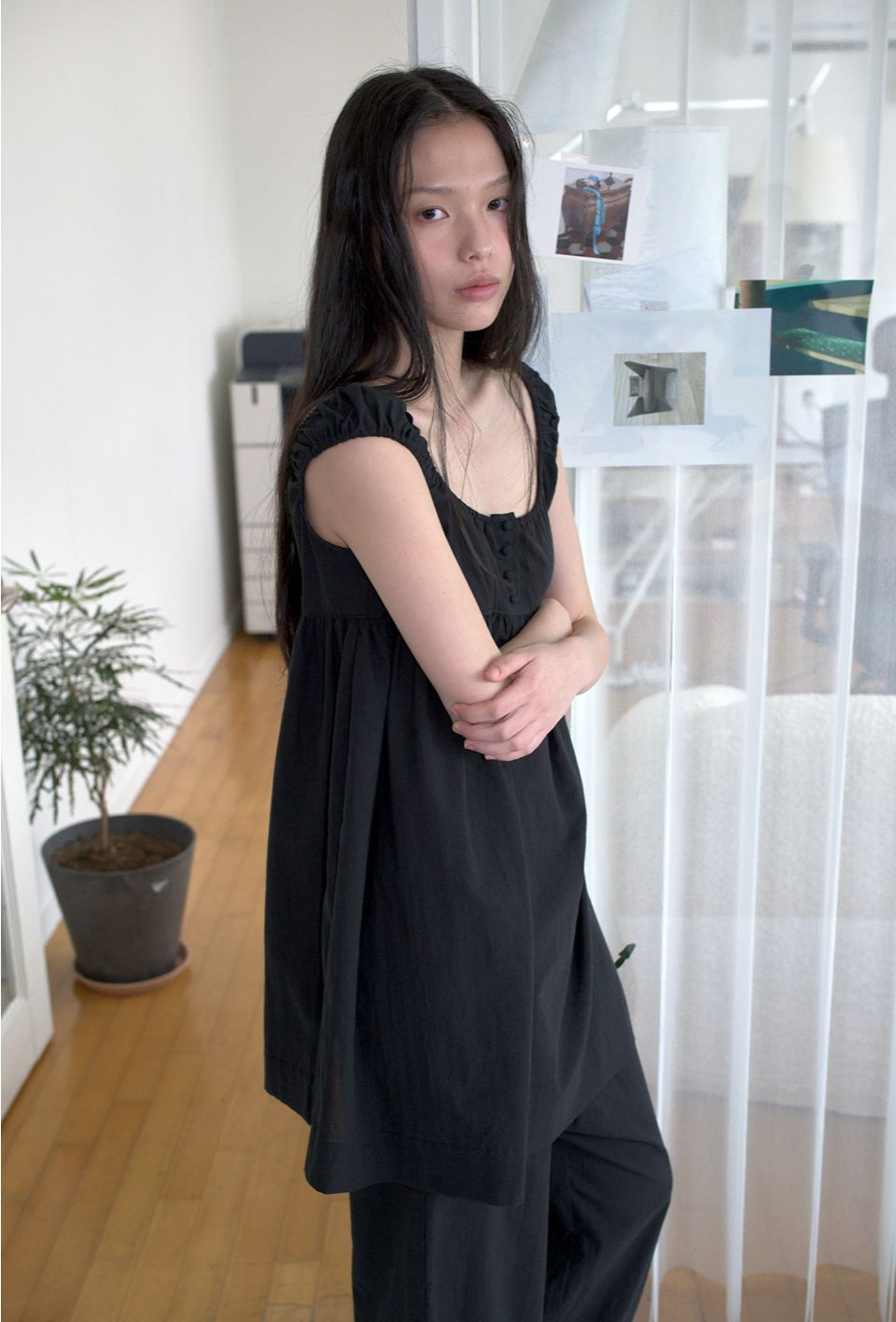overdue flair オーバーデューフ cotton baby doll dress BK