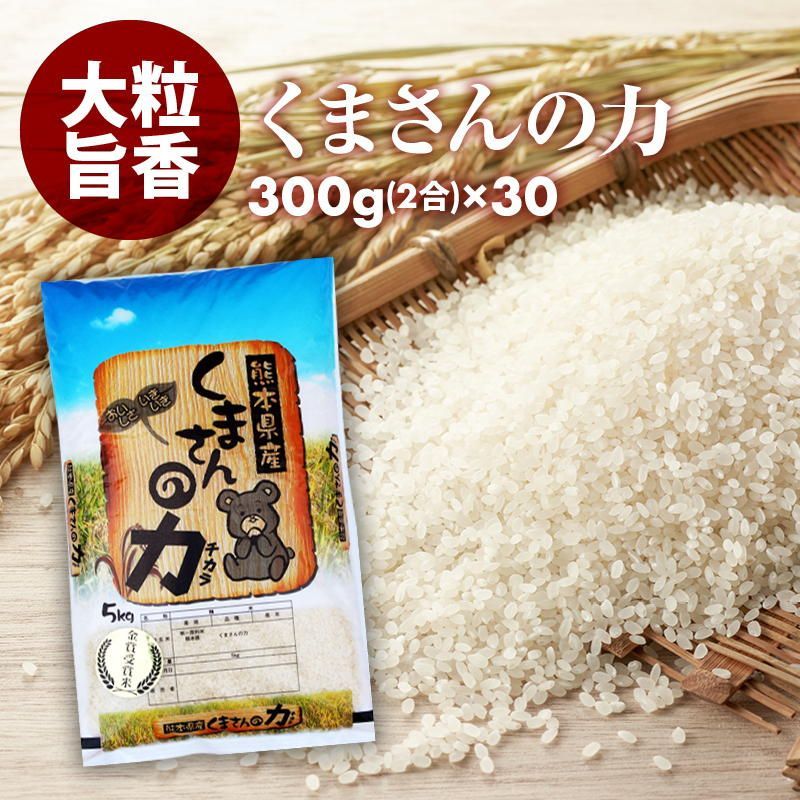 無洗米 小分けパック お 米 新鮮 長持ち 食味ランク 特A くまさんの力  2合 (300g) 30パック 精米 熊本県産