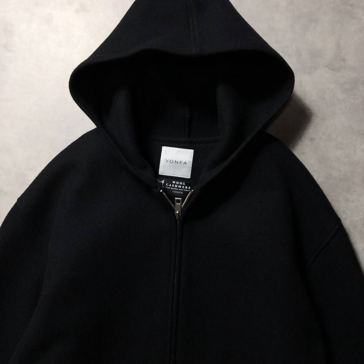 yonfa ウールカシミヤフードコート (black) YONFA ウールカシミヤ
