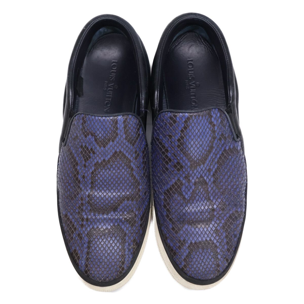 LOUIS VUITTON ルイヴィトン MS 0155 パイソン レザー切り替え スリッポンスニーカー 6 1 2 薄手ニット オフィスカジュアル