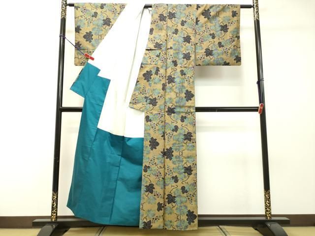 平和屋着物○本場大島紬 7マルキ 葡萄蔦の葉文 正絹 逸品 DAAR4345tw  