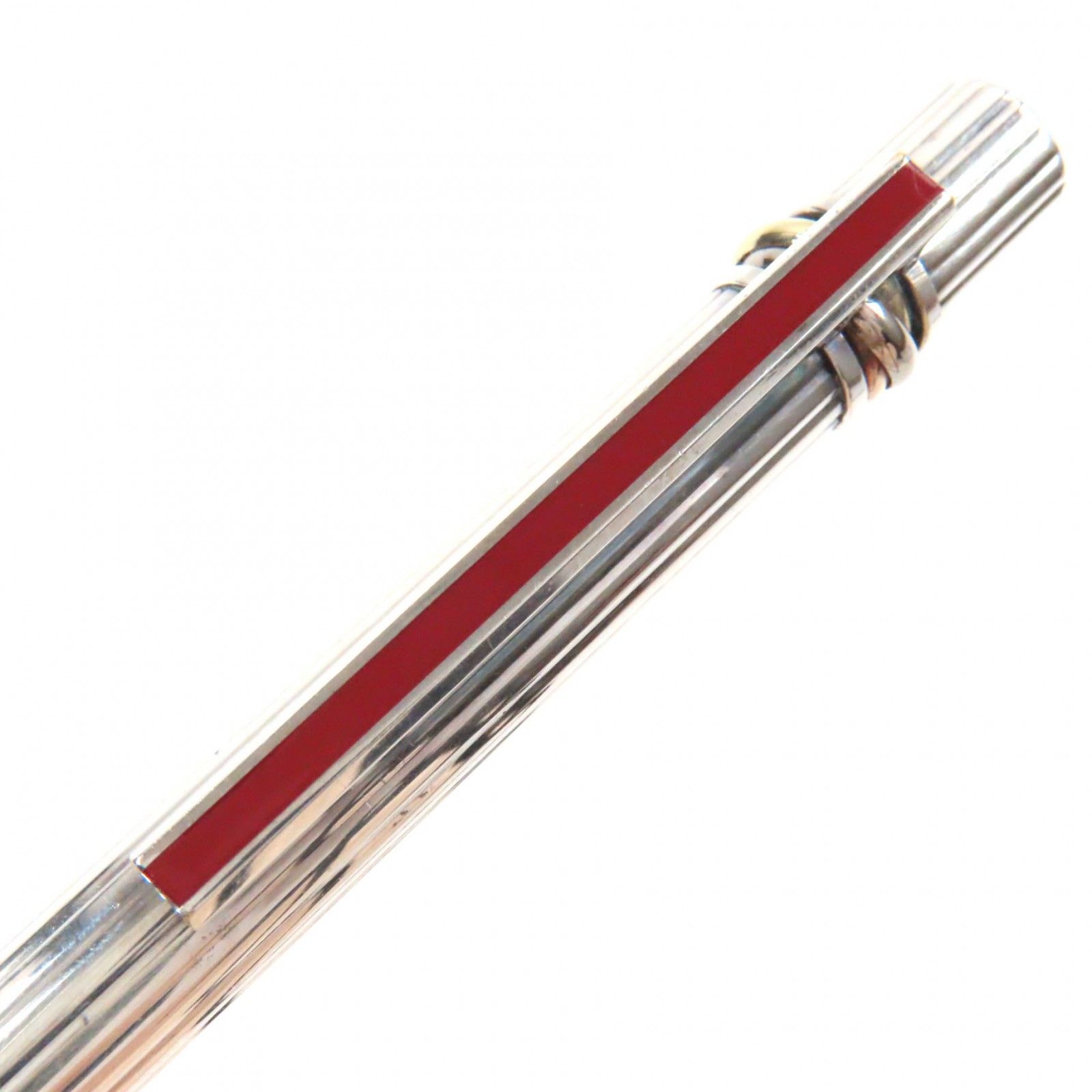 良品▼Cartier カルティエ トリニティ ストライプ柄 ロゴ刻印入り ツイスト式 ボールペン ゴールド フランス製 メンズ 筆記確認済み 良品▽Cartier カルティエ トリニティ ストライプ柄 ロゴ刻印入り